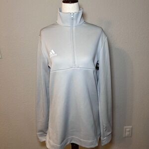 NWT Adidas Women's Medium MT2 1/4 Zip Light Grey Pullover Long Sleeve Sweatshirt